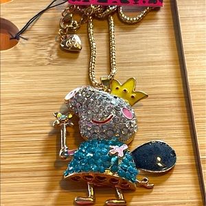 Betsey Johnson Pig Wings Fairy Necklace
